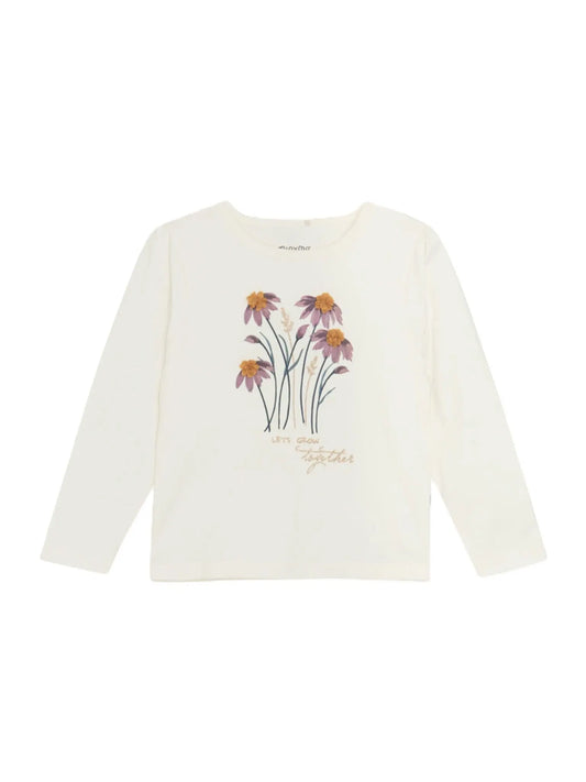 Minymo Mädchen-T-Shirt Langarm – Stilvolles Design mit Blumen Mokkini Kindermode T-Shirt Langarm