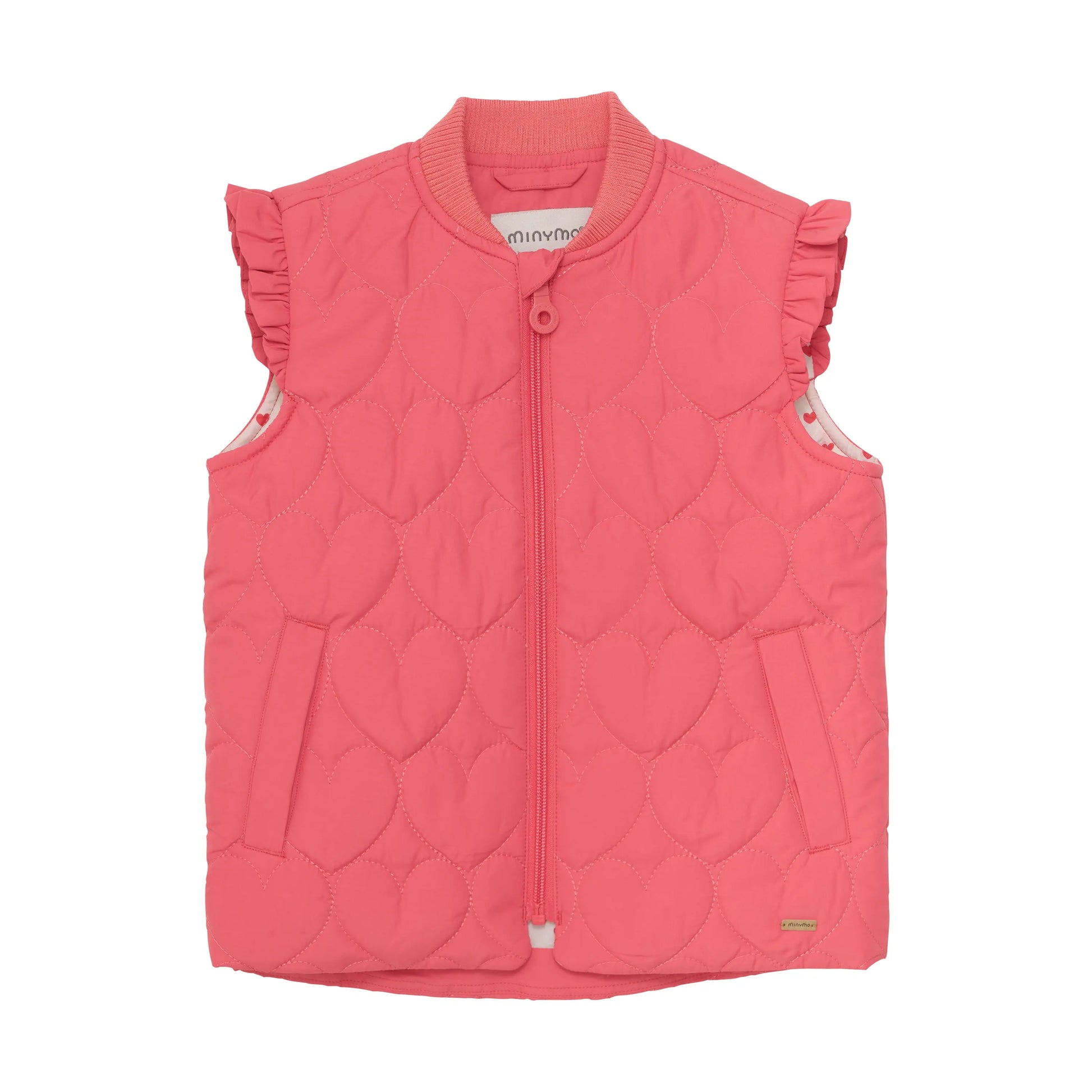 Minymo Mädchen Steppweste in Pink mit Herz-Quiltmuster Mokkini Kindermode Gesperrt