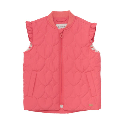 Minymo Mädchen Steppweste in Pink mit Herz-Quiltmuster Mokkini Kindermode Gesperrt