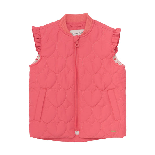 Minymo Mädchen Steppweste in Pink mit Herz-Quiltmuster Mokkini Kindermode Gesperrt