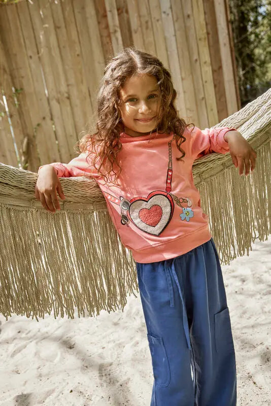 Minymo Sweatshirt mit Herz-Print & Charms Mokkini Kindermode Sweatshirt