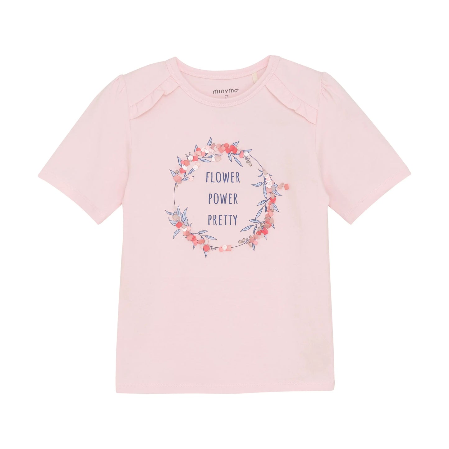 Minymo T-Shirt mit Blumenmotiv und "Flower Power Pretty" Print Mokkini Kindermode Gesperrt