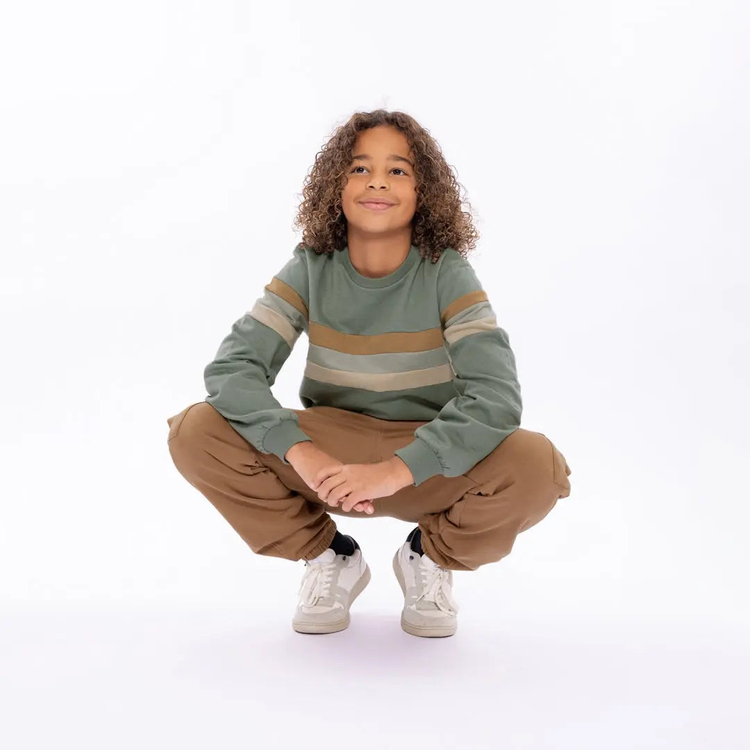 NO WAY MONDAY Sweatshirt grün gestreift Mokkini Kindermode Sweatshirt