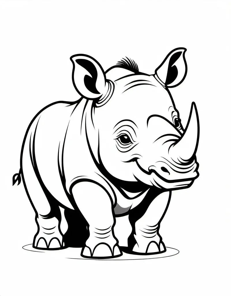 Niedliches Nashorn Mokkini Kindermode Ausmalbild
