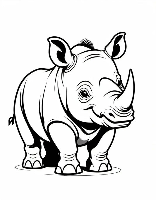 Niedliches Nashorn Mokkini Kindermode Ausmalbild