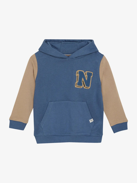 Noppies Sweatshirt mit Kapuze & N-Patch – Blau/Beige Mokkini Kindermode