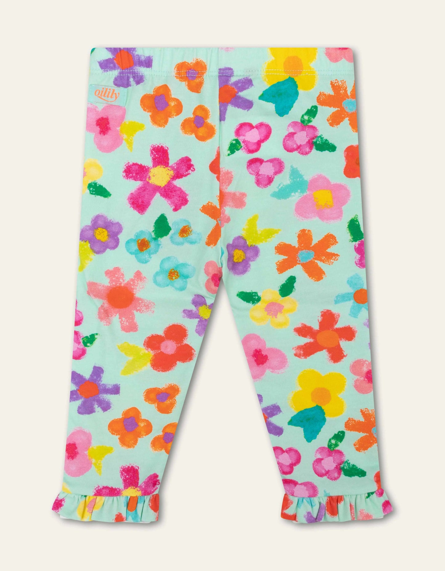 Oilily Leggings Pebbles mit Blumen Stempeldruck-Mokkini Kindermode