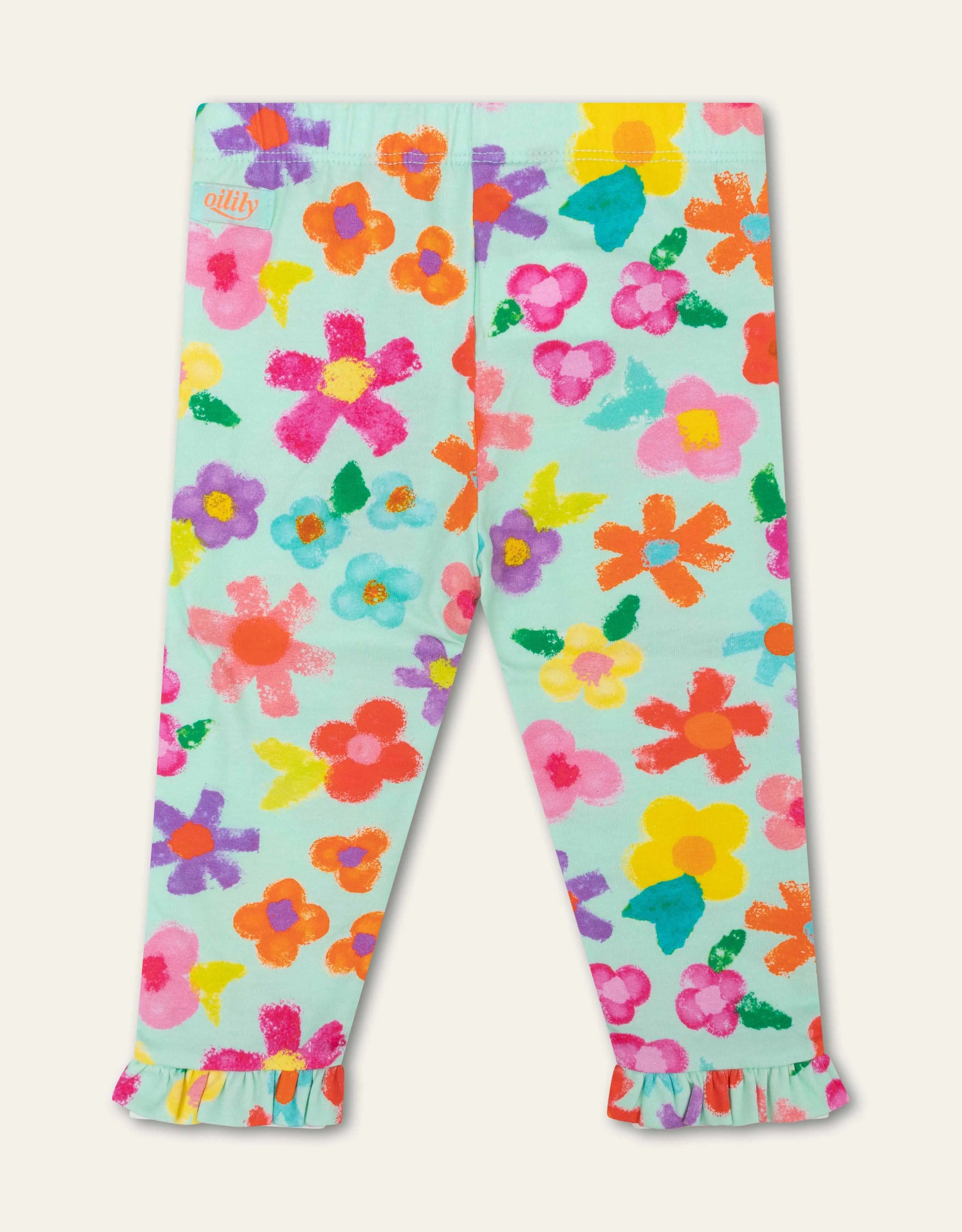 Oilily Leggings Pebbles mit Blumen Stempeldruck-Mokkini Kindermode