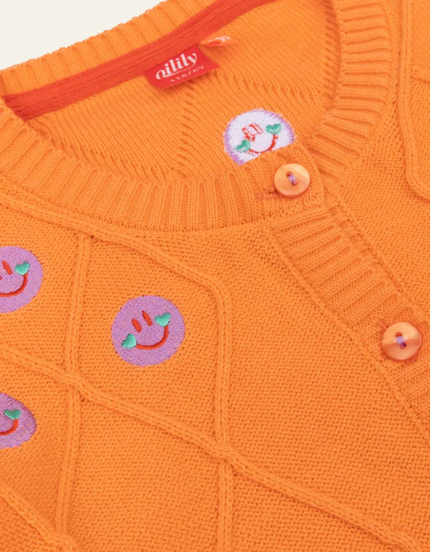 Oilily Strickjacke für Mädchen mit Smiley-Stickerei-Mokkini Kindermode