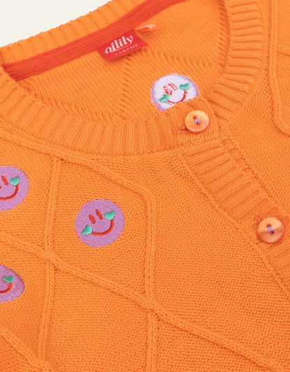 Oilily Strickjacke für Mädchen mit Smiley-Stickerei-Mokkini Kindermode
