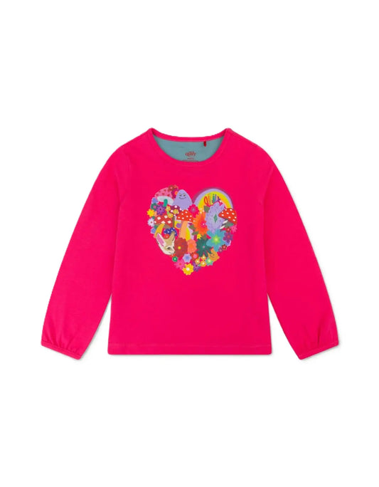 Oilily T-Shirt Langarm mit Herz-Design Mokkini Kindermode T-Shirt Langarm