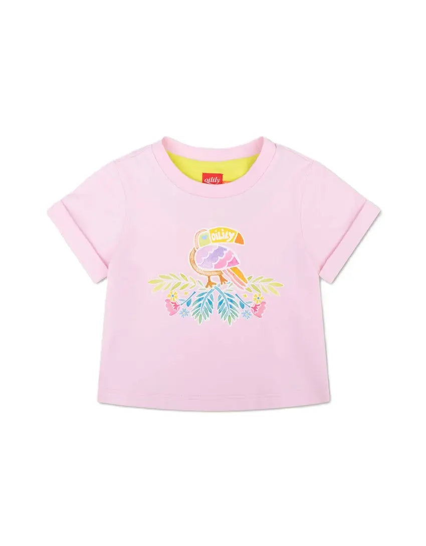 Oilily T-Shirt mit buntem Papagei-Druck und Glitzerelementen Mokkini Kindermode T-Shirt