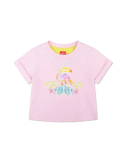 Oilily T-Shirt mit buntem Papagei-Druck und Glitzerelementen Mokkini Kindermode T-Shirt