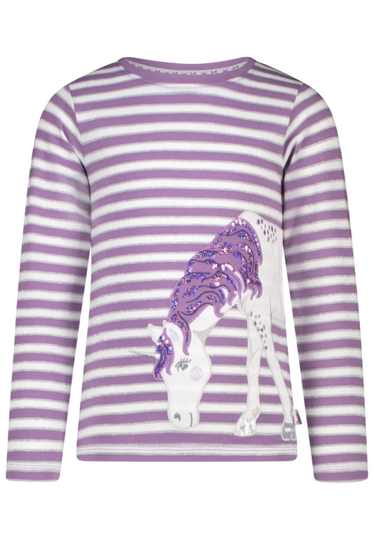 Salt & Pepper Langarmshirt Pferd mit Pailletten Details Mokkini Kindermode Langarmshirt