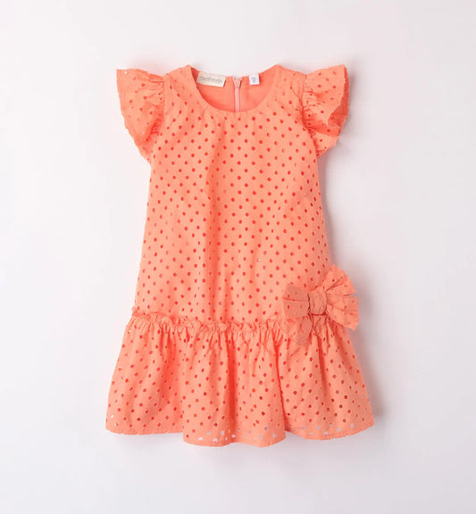 Sarabanda Kleid mit Lochmuster & Volants – Peach Mokkini Kindermode Kleid