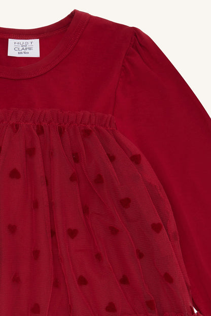 Hust & Claire Jersey-Kleid mit Herz-Tüll – Karoline - Kleid - Hust&Claire