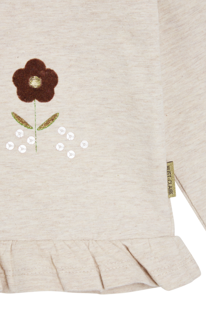 Hust & Claire - Ajna - T-Shirt Langarm mit Chiffon Blumen -  - Hust&Claire