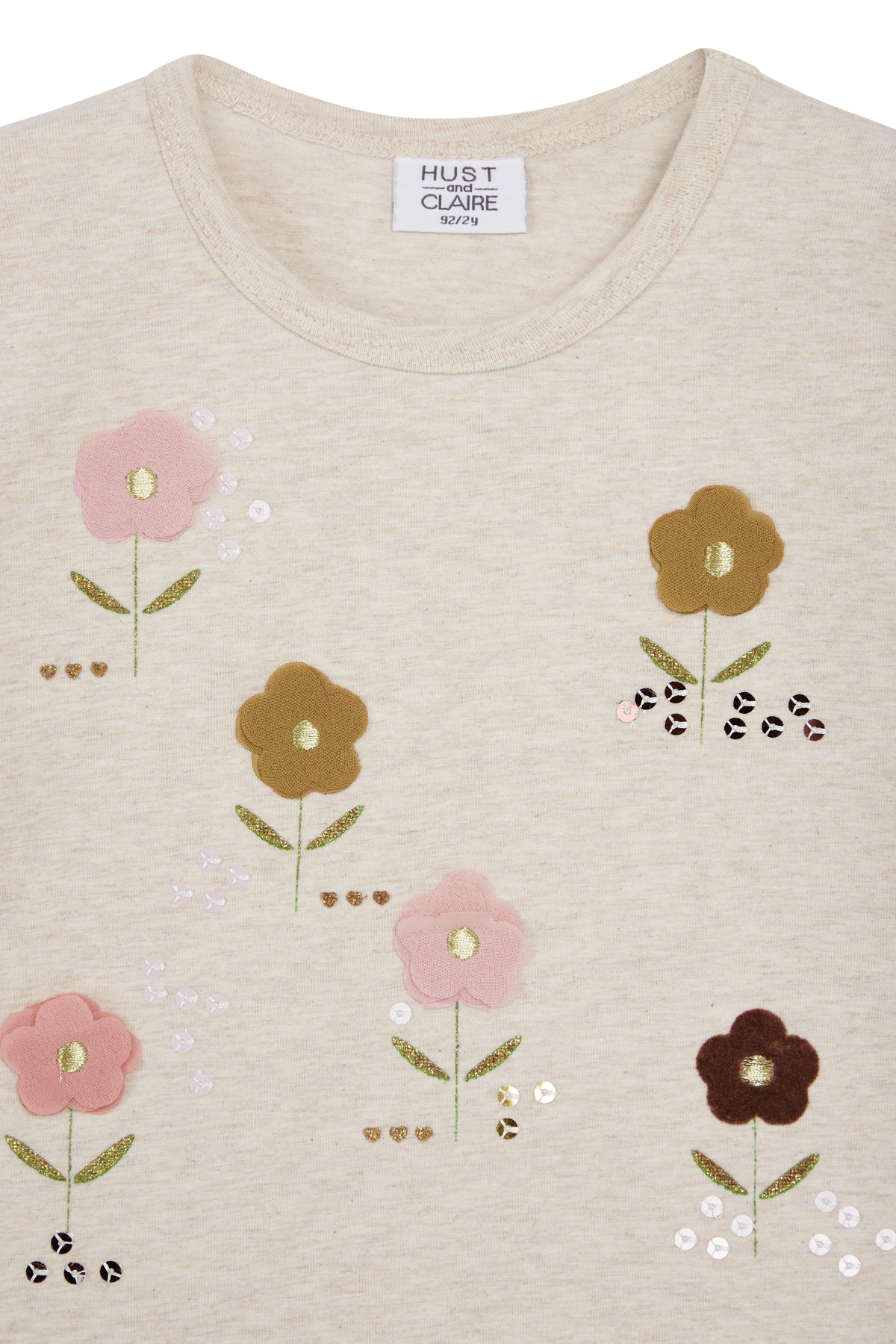 Hust & Claire - Ajna - T-Shirt Langarm mit Chiffon Blumen -  - Hust&Claire