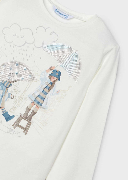 Mayoral Langarmshirt Mädchen Regenschirm 04067-079-Mokkini Kindermode