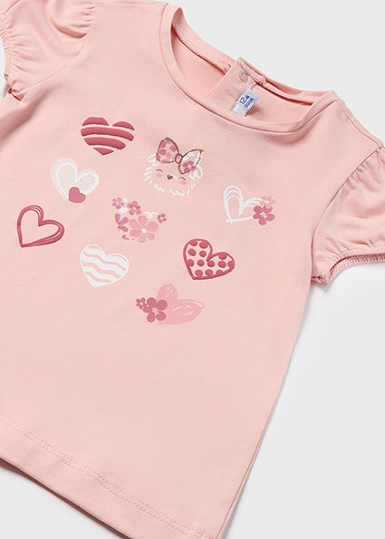 Mayoral T-Shirt Set mit Herzchen-Print und Haarband-Mokkini Kindermode