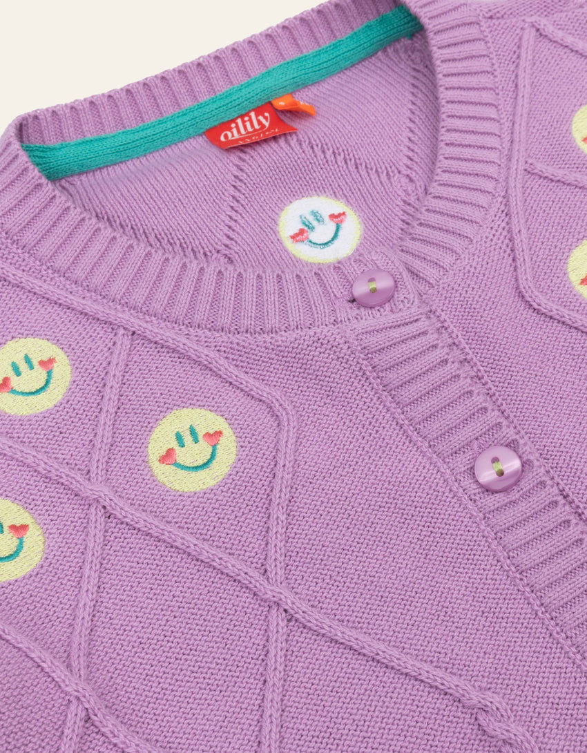 Oilily Strickjacke mit Smiley-Stickerei - Fröhlicher Look-Mokkini Kindermode